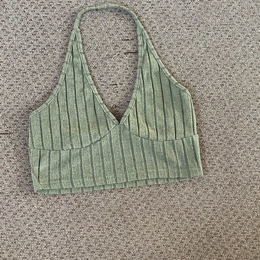 SHEIN Green Ribbed Crop Top
